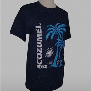 Vtg Cozumel Mexico Graphic Print Blue T-shirt Mens Sz SMALL Souvenir Tee Travel